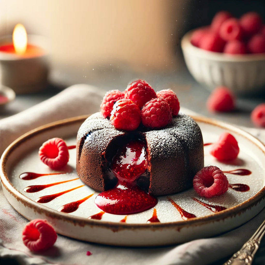 Moelleux au chocolat cœur coulant confiture de framboise